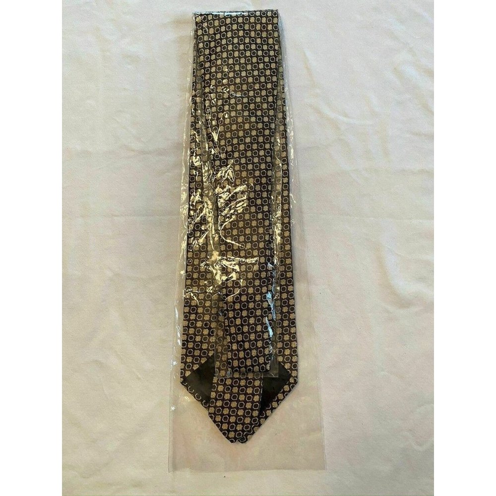 Burberrys Brown & Gold Dot Tie - Picture 2 of 7